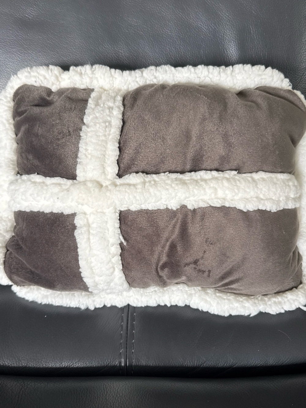 True North Cozy Sherpa Trim Accent Pillow in Taupe and Cream